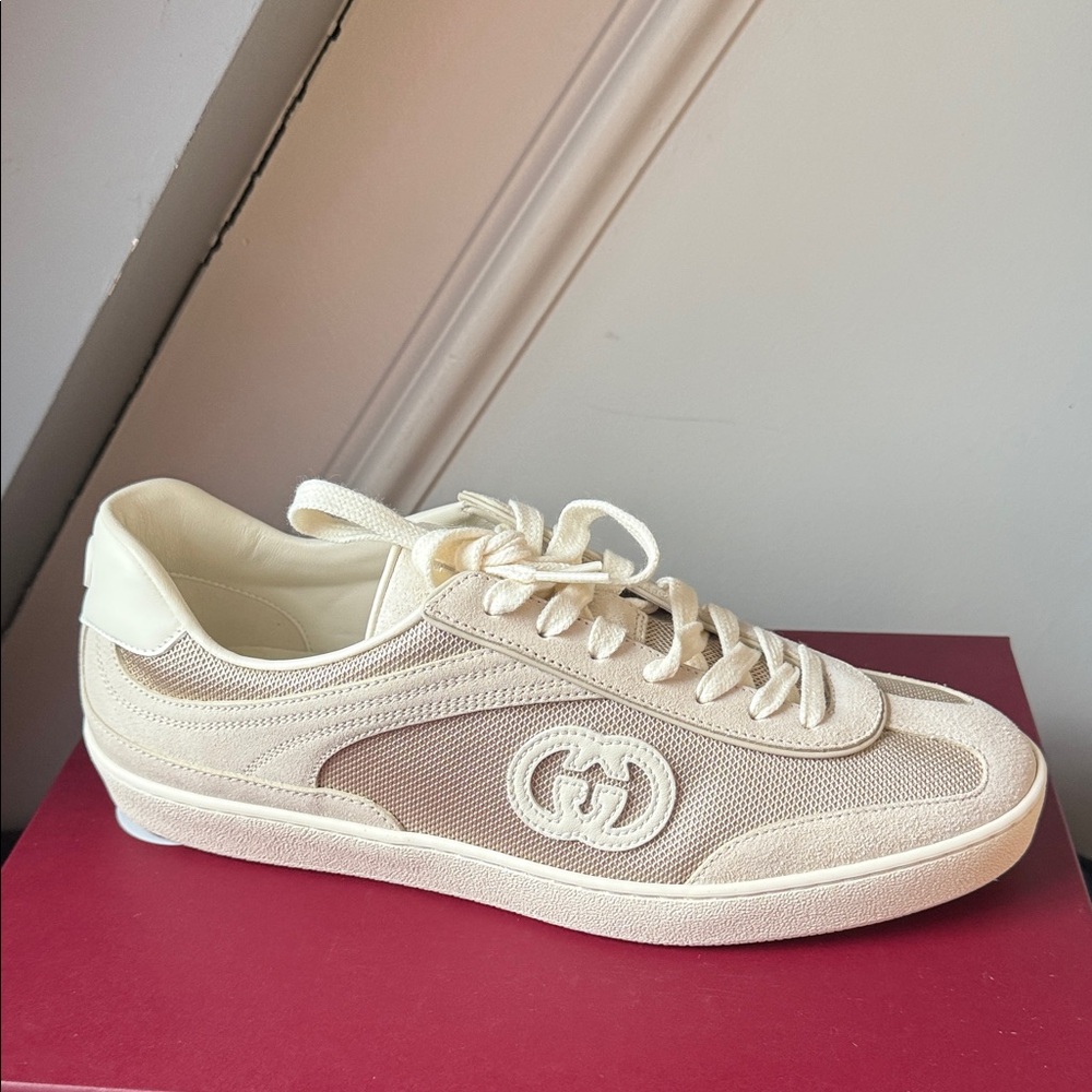Gucci Cream Women's Low-Top Logo Sneaker